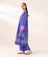 Women's RTW Textured Lawn Blue Printed Boxy Shirt